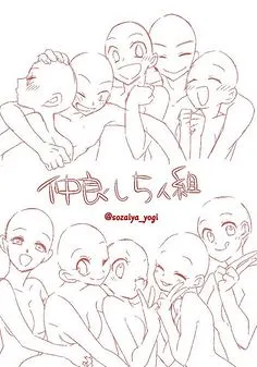 多人-花瓣网|陪你做生活的设计师 | 动漫q版人像姿势参考