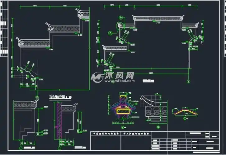 建筑节能设计,门窗表大样及阳台详图,住宅立面图与剖面图,马头墙详图