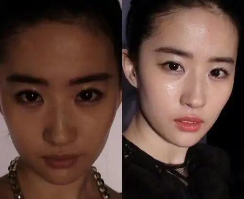 图曝刘亦菲化妆和卸妆对比图不化妆不ps依旧很美