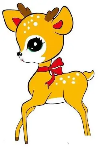 带颜色的可爱卡通小梅花鹿简笔画图片-儿童简笔画大全
