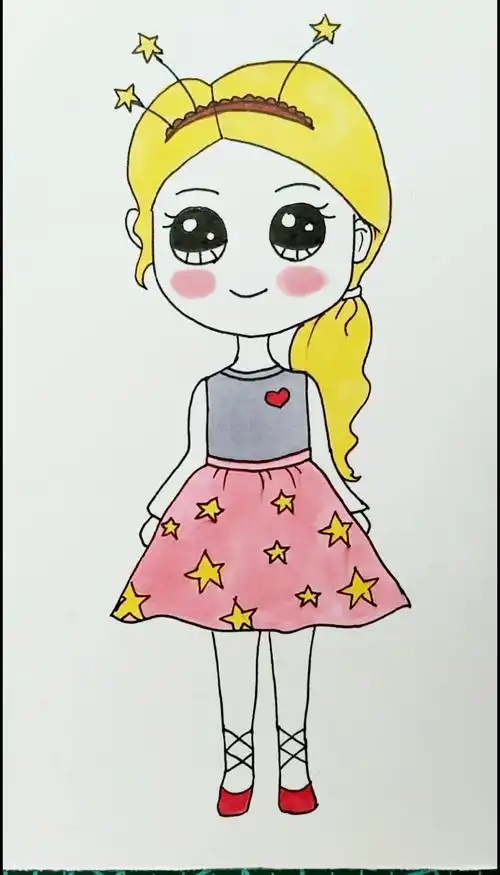 简笔画#教你画穿裙子的漂亮女孩-度小视