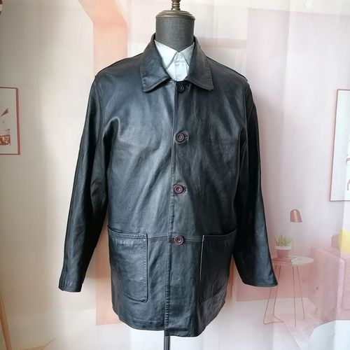 175cm/140斤真皮皮衣男士新款翻领中老年羊皮休闲高档外套绅士