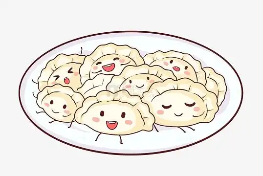 小水饺psdpng立冬可爱女孩与饺子psdpng立冬吃饺子的可爱卡通男孩psd