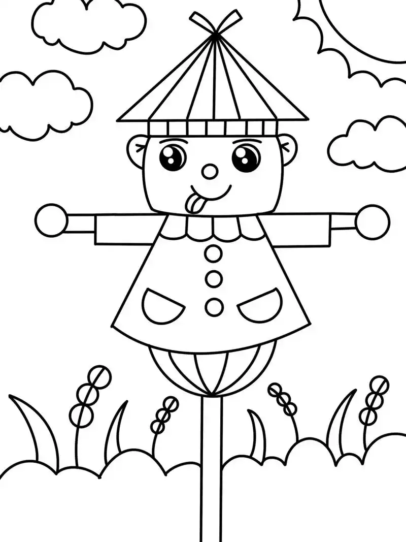 稻草人 简笔画 创意画 儿童画 带线稿哦 适合小朋友哦 #儿童简笔画