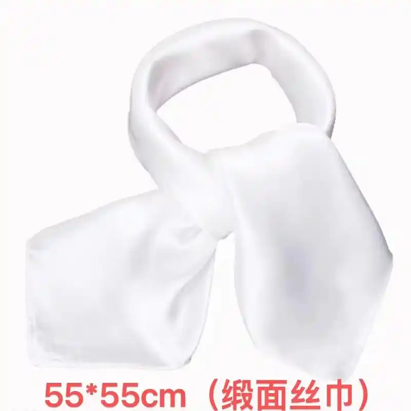 自制手帕丝巾素色纯白色缎面真丝丝巾纯手工制作手绢柔软桑蚕丝巾