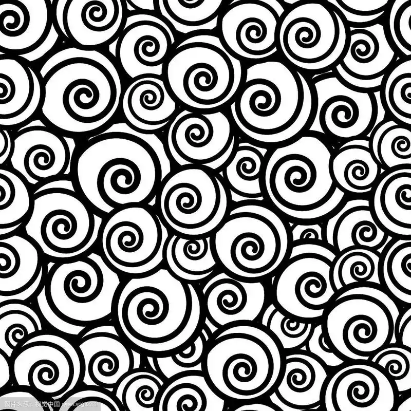 黑白卷无缝图案