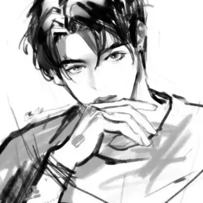 黑白手绘头像男生冷酷