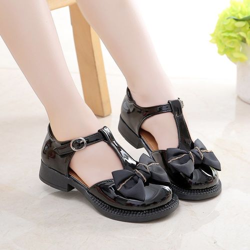 女童公主鞋2022夏季新款英伦风单鞋黑色舞蹈小皮鞋中大童包头凉鞋