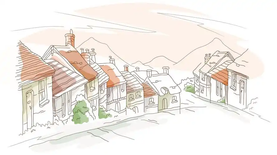 城市风光简笔画高清宽屏壁纸