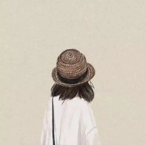 文艺背影手绘头像女头