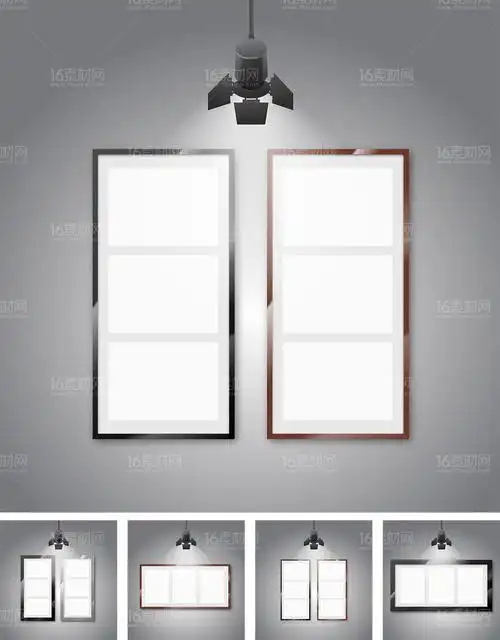 射灯与空白广告牌矢量素材