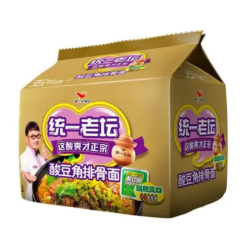 统一 老坛酸豆角 排骨面110g*5袋 12.5元,可两件五折