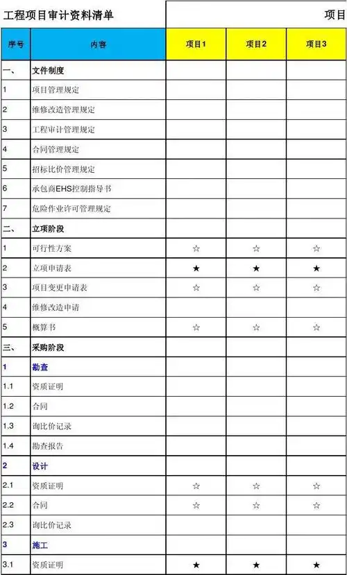 工程项目审计表格