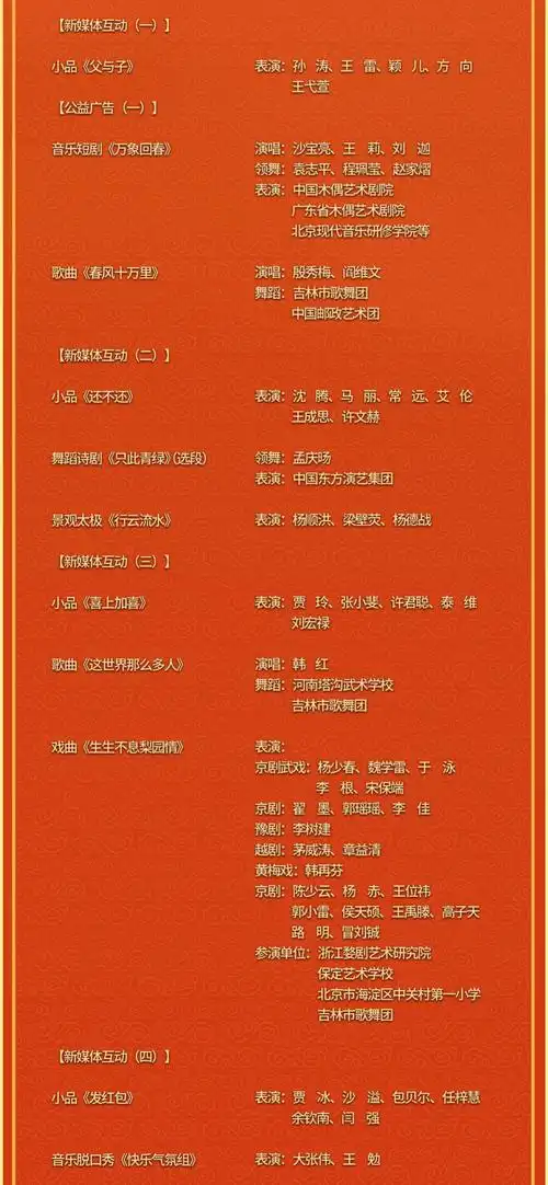 春晚节目单来啦