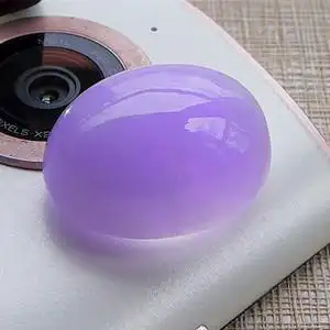 天然翡翠紫罗兰戒面 缅甸老坑冰糯种翡翠蛋面a紫色戒指镶嵌裸石