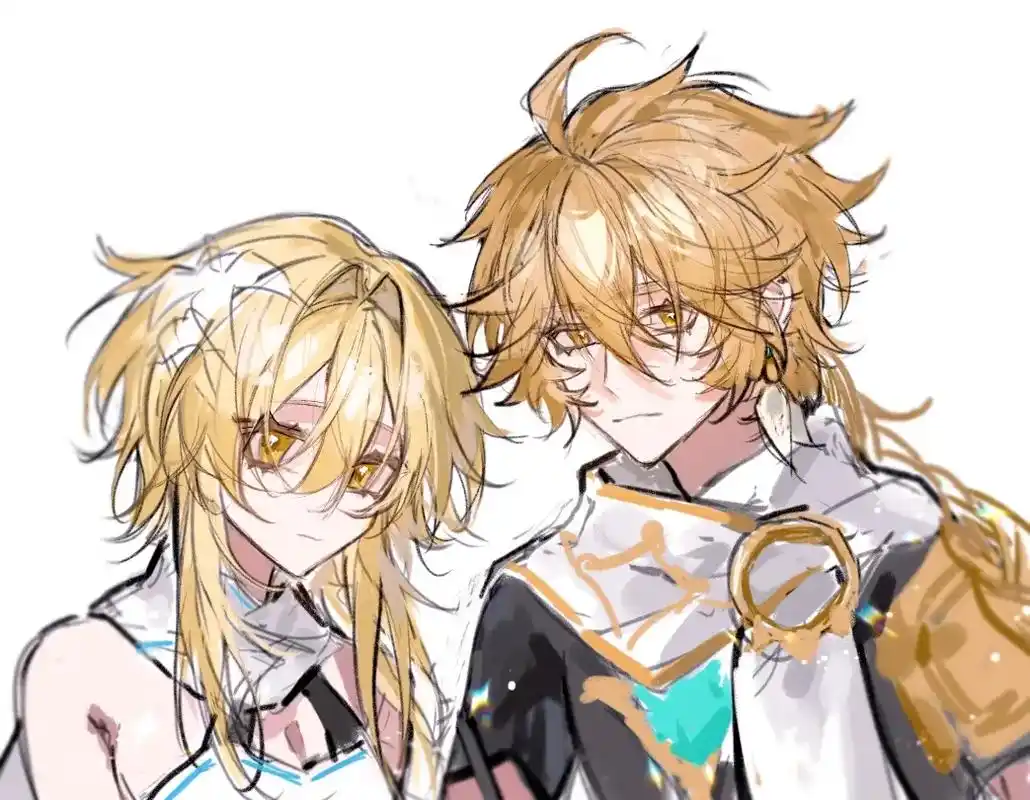 画了草稿  我永远爱空荧#原神#荧 #空 #绘画#空荧  - 抖音