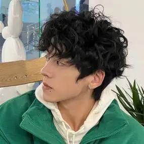 新款假发男发帅气短卷发自然蓬松逼真羊毛卷锡纸烫气质男短发造型