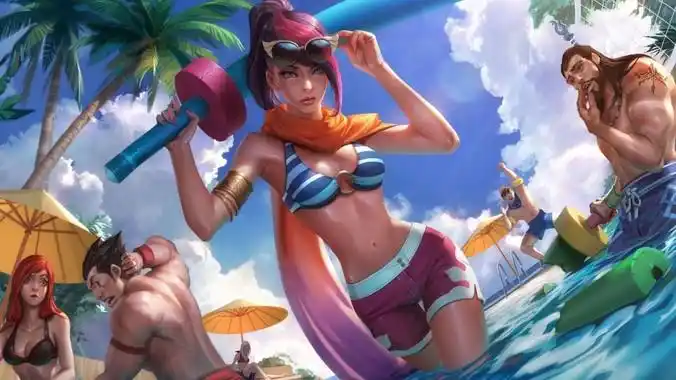 无双剑姬,泳池派对,菲奥娜,英雄联盟,4k桌面壁纸