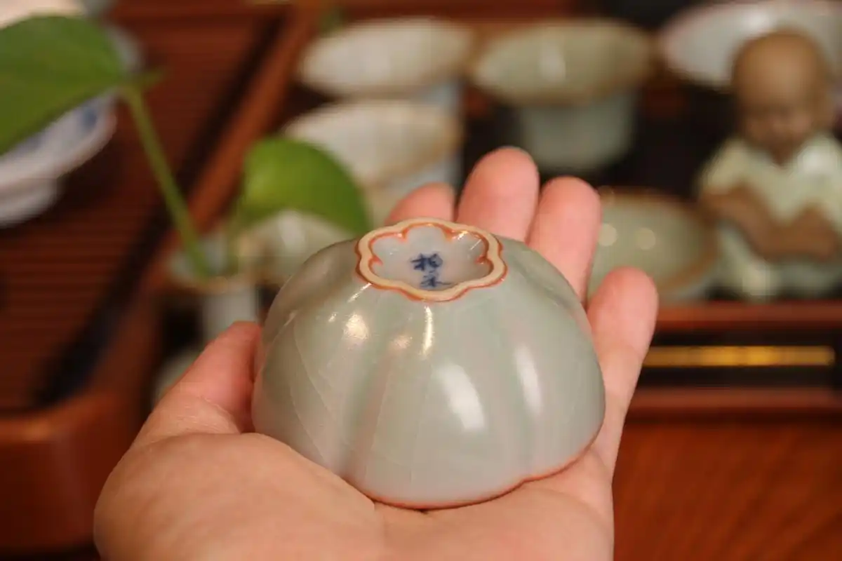 柏采窑粉青四代梅花杯汝窑茶杯质感油润 极致发色～手感超好