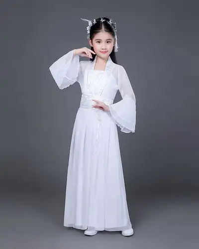儿童古装小七仙女公主裙古筝表演服古代唐装汉服贵妃服小女孩古装