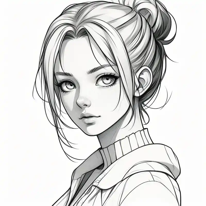 96动漫风女生黑白素描头像94 探索二次元的世界,黑白素描头像独具