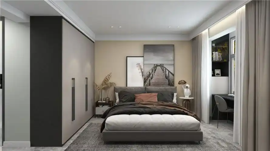 青浦区文高小区75现代简约两室一厅卧室装修效果图