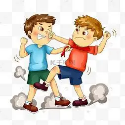 小学生打架斗殴男性罪犯卡通大头照反校园暴力霸凌欺负同学动漫攻击