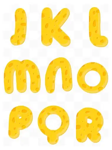 字母奶酪艺术字26个英文黄色糖果艺术字