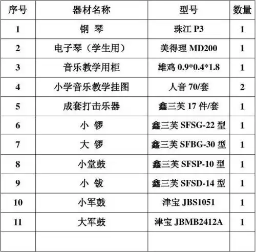 九塘小学音乐器材明细表