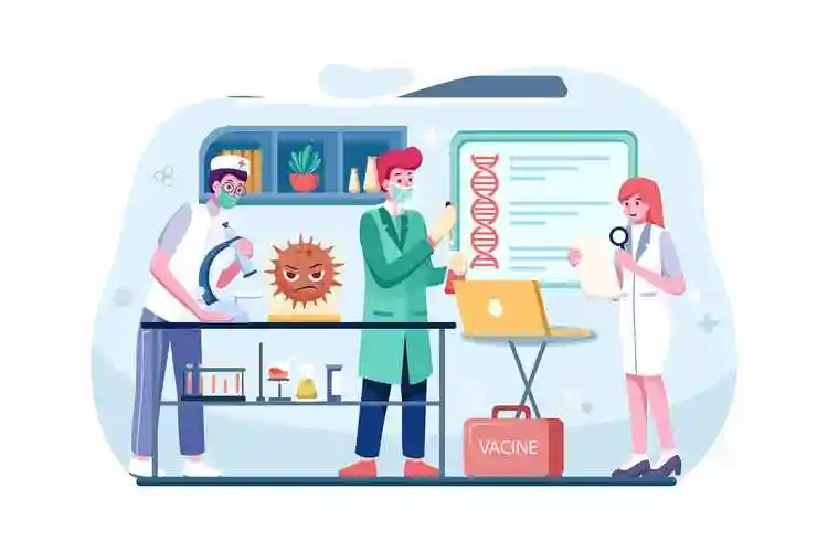 医学科学家实验室研究场景矢量插画medicalscientistsdoingresearchin