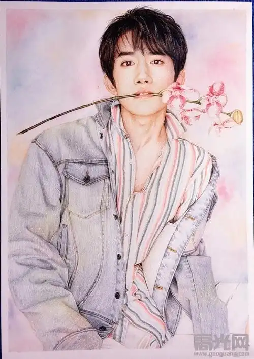 易烊千玺素描彩铅画教程易烊千玺写真临摹图片