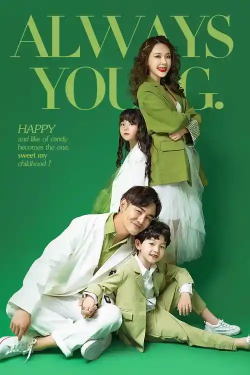 摄影2021年高端全家福四口一家新款服装拍照亲子装亲子装