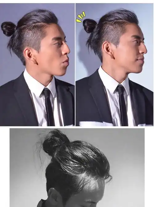 男士大背头可扎短发马尾小辫子短款头顶逼真补发片自然补发顶假发 深