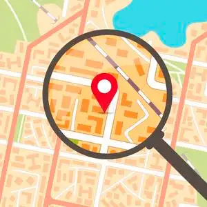 城市地图和放大镜和确定.照片