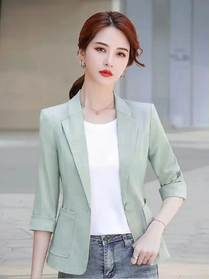 夏季新款~女生专属亚麻小西服