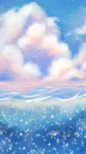 唯美湖边云彩云朵天空风景背景