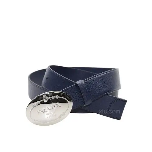 prada 普拉达 男士蓝色牛皮纯色腰带 蓝色