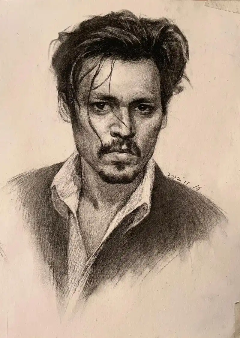 杰克船长.#人物肖像 #素描头像#素描绘画教学 #美术老师的 - 抖音