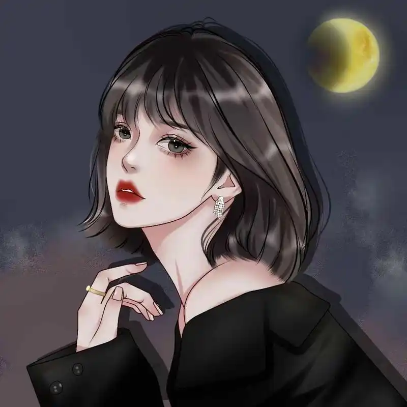 高冷女神范,短发女孩,温柔可爱女头像,插画头像,ipad画画,动漫女人物