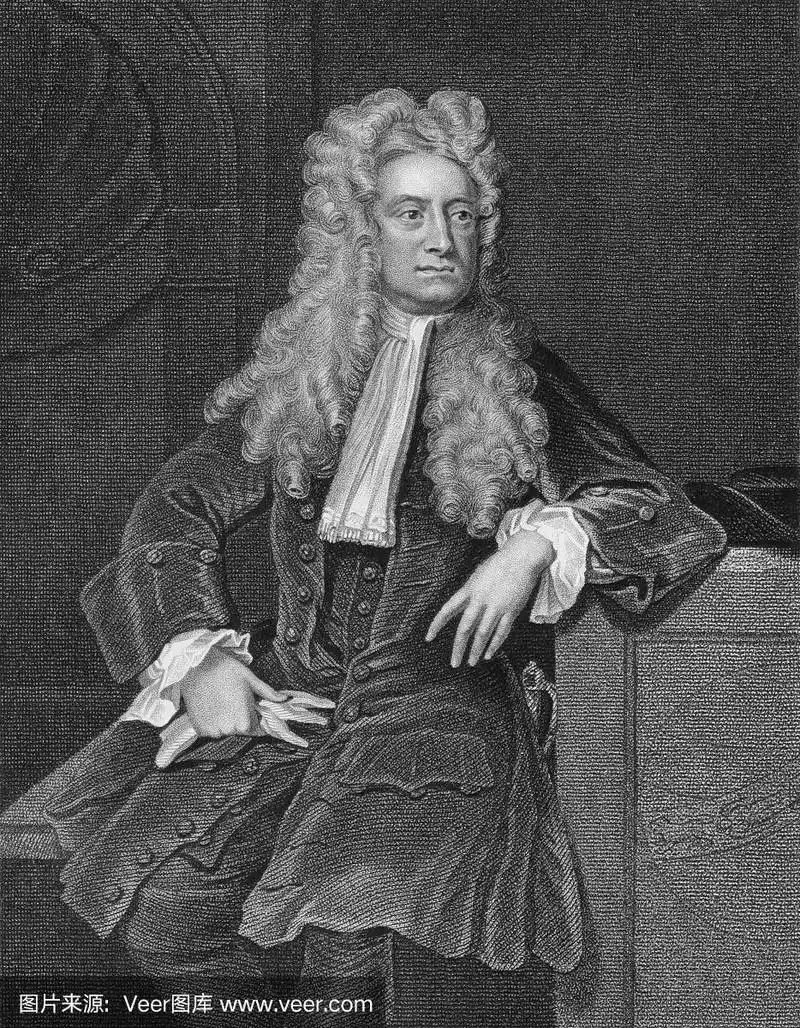 艾萨克·牛顿的黑白复古照片