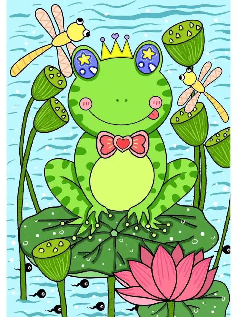 儿童画/《小青蛙》/儿童创意美术 画种:儿童画 年龄:4~6岁儿童 材料