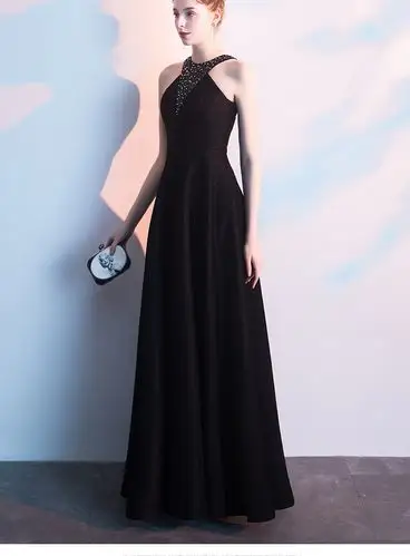 (女士穿的晚礼服)高贵挂脖晚礼服宴会裙女2020新款优雅显瘦公司年会