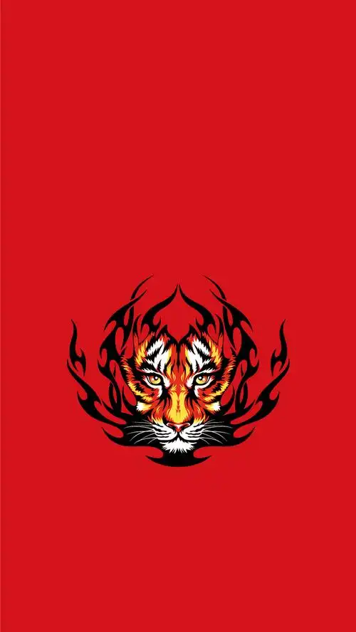 火焰里的老虎头红底h5背景