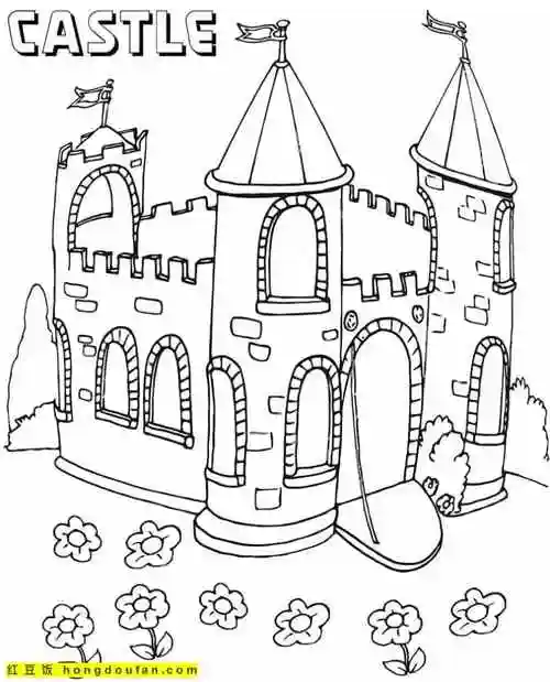 不可思议的城堡涂色12张山顶上的城堡卡通儿童简笔画