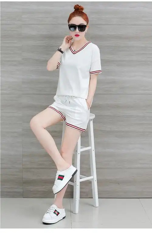 夏季短裤运动服套装女春秋2018新款韩版女装短袖休闲两件套时尚潮