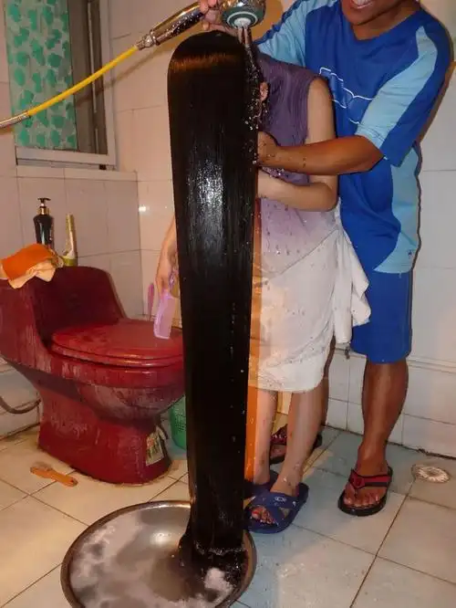 剪下漂亮女孩发质一流的及地长发-戈壁落日071#(22)