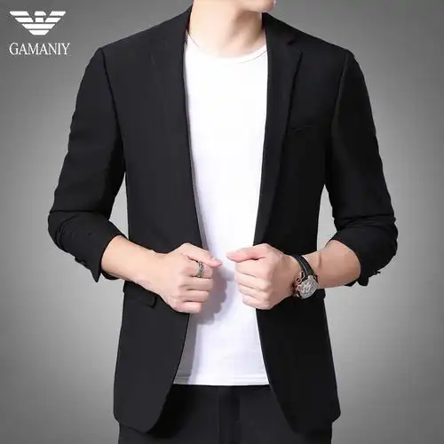 奇 阿玛尼 亚休闲小西装男韩版格子高档专柜品牌男士西服外套男装