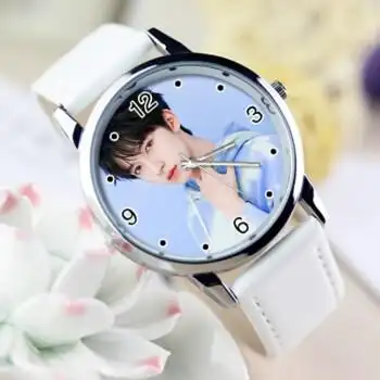 爆米花马嘉祺丁程鑫宋亚轩刘耀文手表防水女学生腕礼物 贺峻霖02 白色