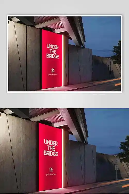 创意户外英文灯箱海报样机