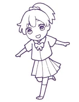 女学生1(西装·夏装)_线条画